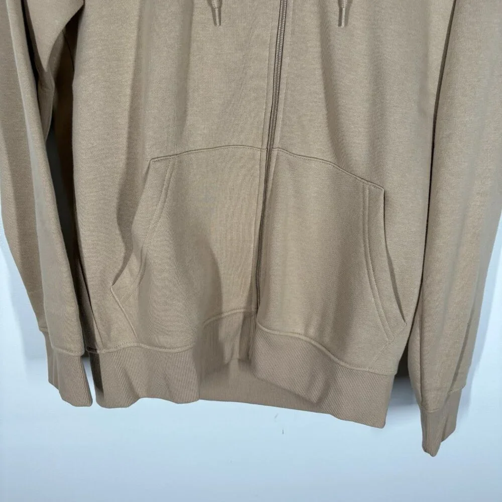 True Religion Men M Travertine Tan Fleece Y2K 90s Iridescent Logo Zip Hoodie NWT